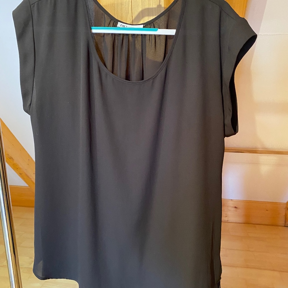 Basic Black Short Sleeve Polyester Blouse - image 1